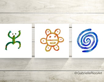 Taino Symbol Art Print Set: Puerto Rican Cultural Wall Decor