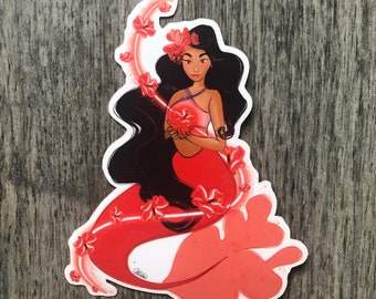 Hawaiian Mermaid vinyl sticker
