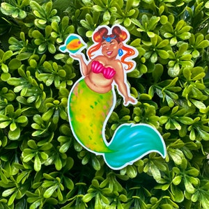 Thick Mermaid Vinyl Sticker Neon Mermaid Curvy Girl