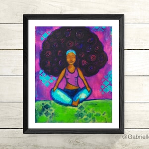 Yoga Afro Original Art Print 8.5x11 size