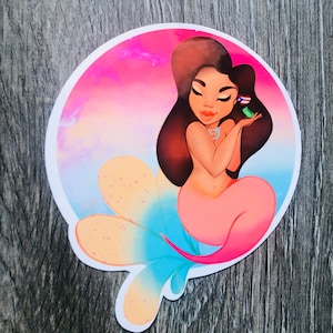 Taino Mermaid with Coqui Vinyl Sticker