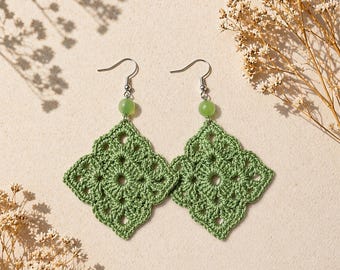Boho Crochet Statement Earrings – Lightweight Handmade Earrings – Festival / Summer Jewelry