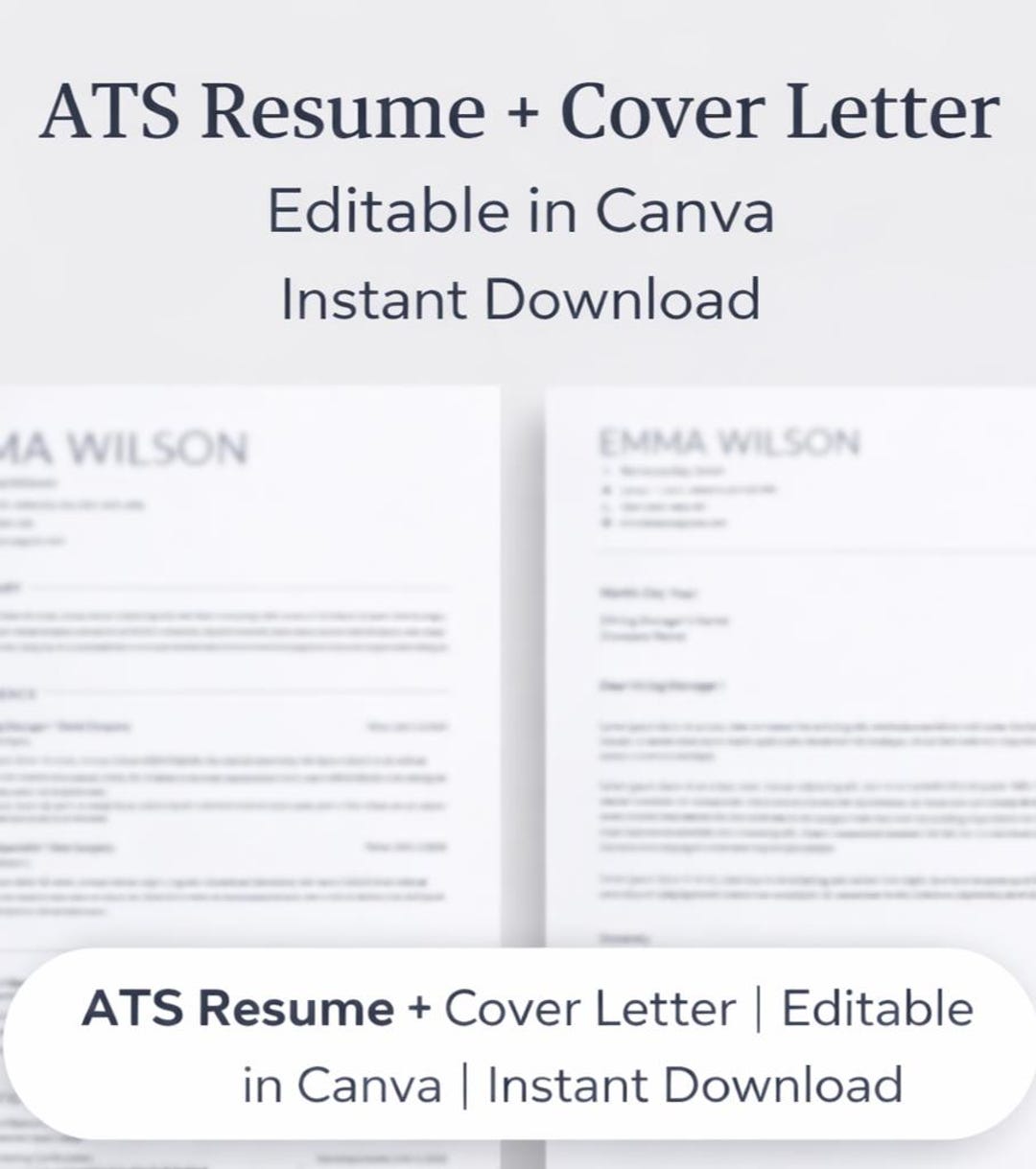 ATS Resume & Cover Letter Template | Editable in Canva | Modern ...