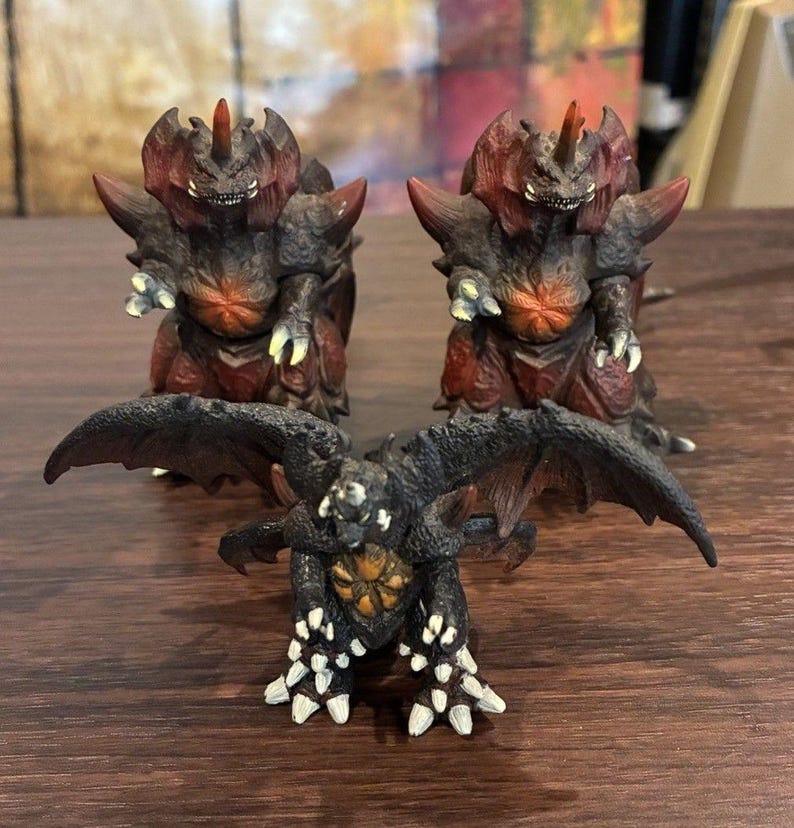 Vintage Bandai Godzilla Destoroyah Mini Figure Lot 2002 2003 Tokyo SOS Sofubi zdjęcie 1