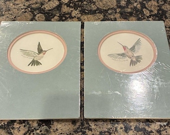 Juego de 2 láminas de colibríes firmadas por Ann Bell, enmarcadas, edición limitada 241 y 231 VTG