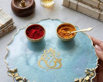 Resin Pooja Thali, Haldi Kumkum Holder