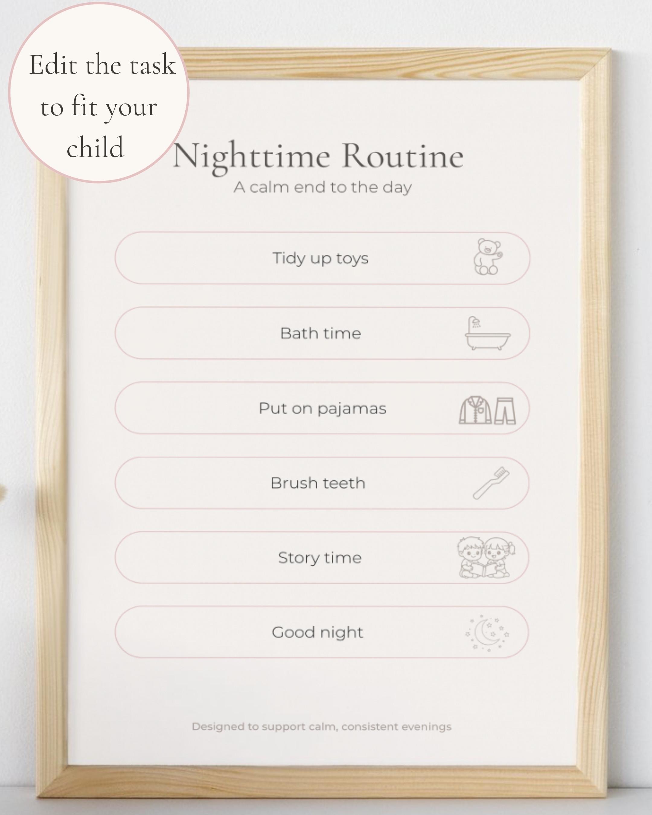Kids Morning and Night Routine Chart Bundle | Editable Canva Template ...