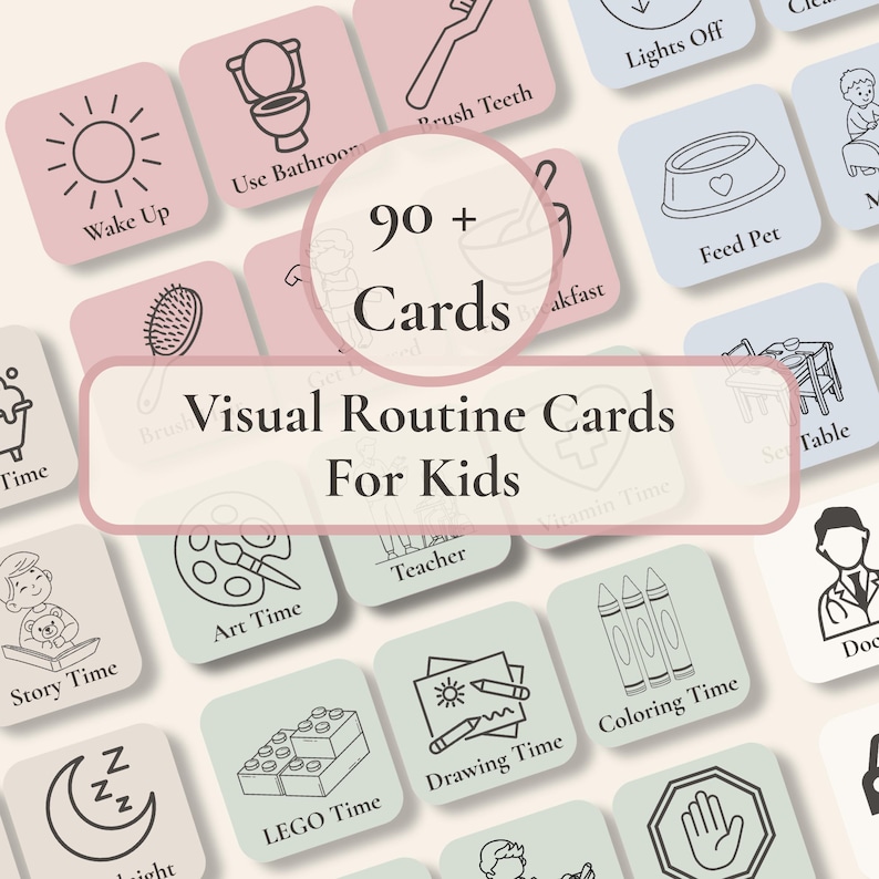 Visual Routine Cards Rest Time Kids Visual Routine Cards Printable | Morning & Bedtime Chart ...