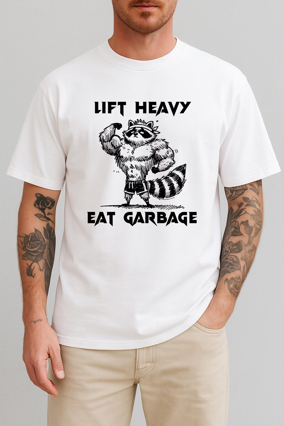 Muscular Raccoon 'lift Heavy Eat Garbage' T-shirt | Gym Animal ...