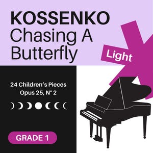 Chasing a Butterfly by Kossenko Grade 1 Beginner Piano Sheet Music PDF MP3 Coloring