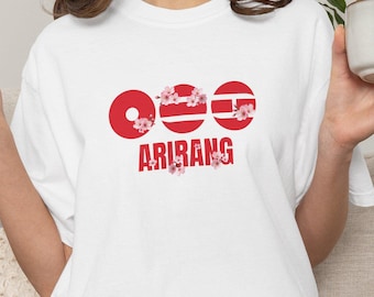 T-shirt met Arirang BTS-logo, World Tour 2026, bloemenmerchshirt, Bangtan Merch 2026, concertsweater, Kpop-leger, cadeau voor Kpop, uniseks Kpop-T-shirts