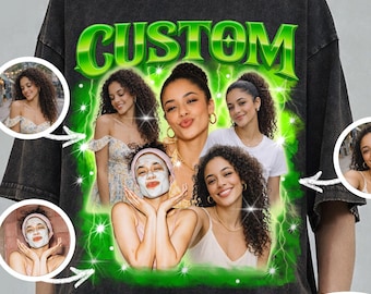 Aangepaste bootleg foto-t-shirt, gepersonaliseerd verjaardagscadeau, bootleg vriendin rapshirt, pet ouder aanpasbare bootleg pet foto-shirt,