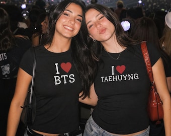 I LOVE BTS Baby Tee/Youth Fit Tshirt, ik hou van jungkook, ik hou van Jimin, ik hou van Taehyung, ik hou van Suga, ik hou van J-Hope, ik hou van Namjoon, ik hou van Jin