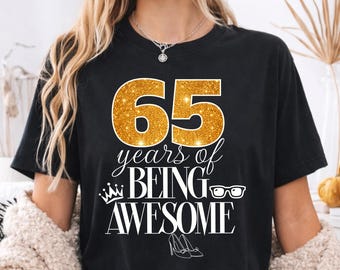 Aangepast verjaardagsshirt: 65e mijlpaalshirt - foto- en jaarafdruk