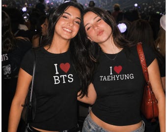 I LOVE BTS Baby Tee/Youth Fit Tshirt, ik hou van jungkook, ik hou van Jimin, ik hou van Taehyung, ik hou van Suga, ik hou van J-Hope, ik hou van Namjoon, ik hou van Jin