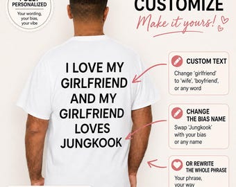 Prezent dla męża/chłopaka ARMY, spersonalizowana koszulka „Kocham moją dziewczynę”, gadżety BTS, Jungkook, Taehyung, Jimin, Hoseok, Yoongi, Jin, Namjoon
