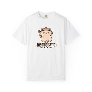 Koszulka Meowgust D BTS, zabawna koszulka z kotem BTS Merch, koszulka Agust D Suga Yoongi, kocham Yoongi, prezent dla ARMY White
