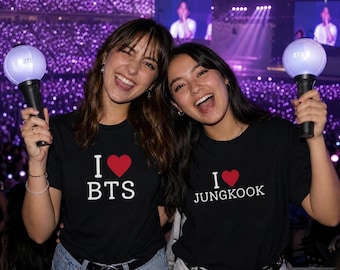 I LOVE BTS-shirt unisex, ik hou van jungkook, ik hou van Jimin, ik hou van Taehyung, ik hou van Suga, ik hou van J-Hope, ik hou van Namjoon, ik hou van Jin-T-shirt
