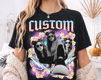 Gepersonaliseerde graphic T-shirt: Y2K bootleg-stijl - custom fotoontwerp