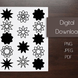 9-Pointed Star Digital Images / Clipart 9 Stars / Baha'i Logo / PNG files for Cricut