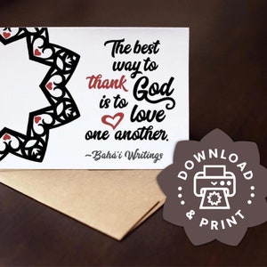 Houd van elkaar afdrukbare wenskaart / Instant download / bahá'í-citaat met handletters / Ayyam-i-ha cadeau / Naw-Ruz Baha'i-kunst