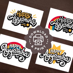 Tarjetas planas imprimibles de Ayyám-i-Há / Descarga digital instantánea en PDF / Saludo bahá'í escrito a mano / Etiquetas de regalo de Ayyám-i-Há / Festival de la Alegría
