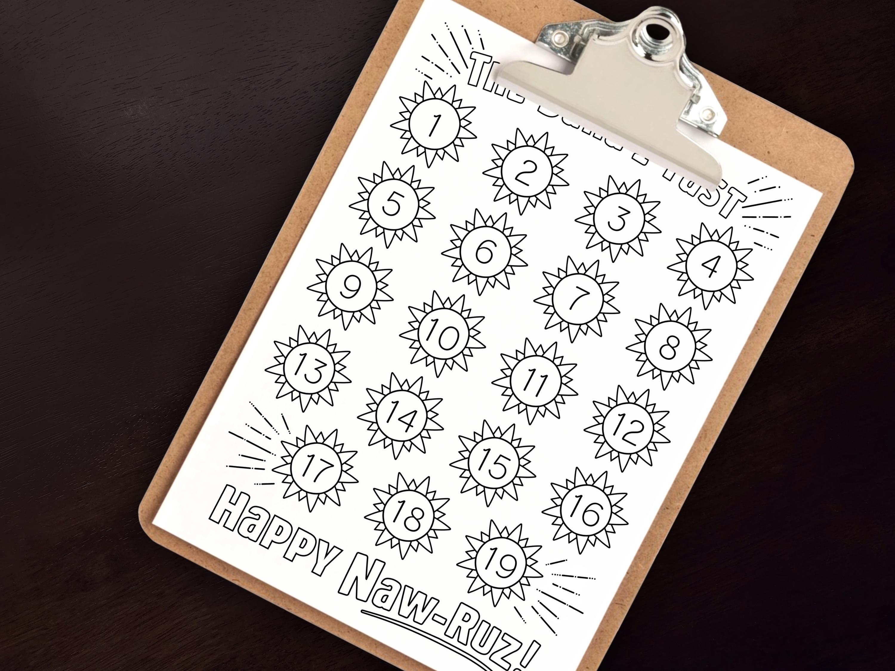 Printable Naw-rúz Advent Tracker - Baha’i Kids Countdown Coloring Page ...