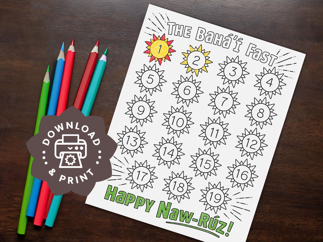 Printable Naw-rúz Advent Tracker - Baha’i Kids Countdown Coloring Page ...