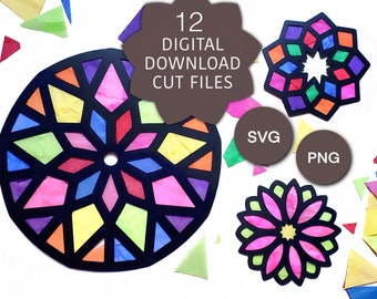Mandala Suncatcher Cut Files / Digital Download / Custom 9-Pointed Star / Baha’i Decorations / SVG PNG JPEG Cut Files for Cricut Silhouette