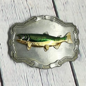 Vintage Fishing Belt Buckle - Salmon Trout Fish