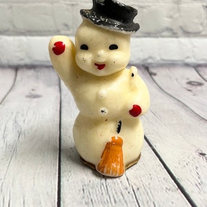 Vintage 5” Gurley Snowman with Broom & Hat Christmas Candle