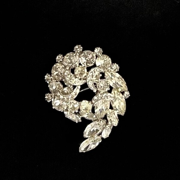 Vintage Weiss Clear Rhinestone Brooch - Signed