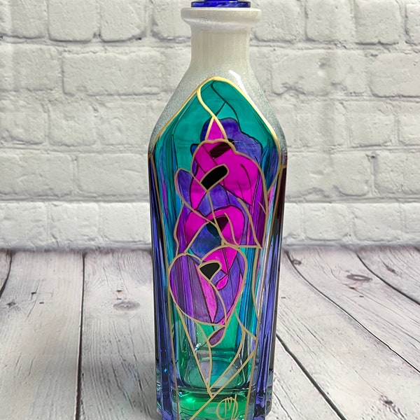 Punto Arte Hand Painted Glass Decanter - Made in Italy