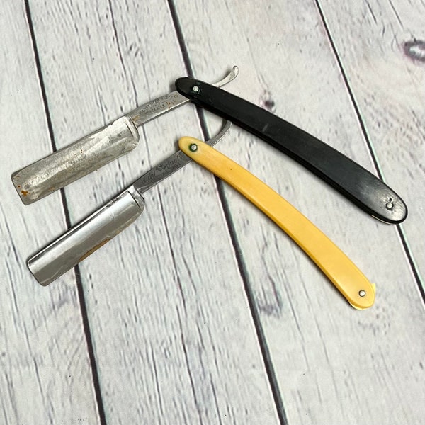 Set of 2 Vintage Straight Razors - Dubl Duck Pearlduck & Worcester Razor Co.