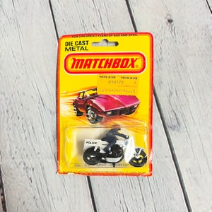 Vintage 1980 Streichholzschachtel Lesney Polizei Motorrad No. 33 Toy on Card