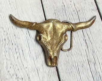 Vintage Texas Longhorn Steer Metall Western Gürtelschnalle – Kuhschädel