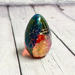 Vintage GES &#39;Egg Style&#39; Hand Blown Art Glass Iridescent Paperweight - Glass Eye Studio USA Vintage