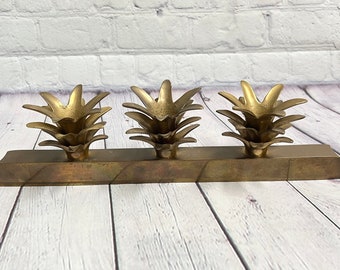 Vintage Brass Pineapple Mid Century Modern Candleholder