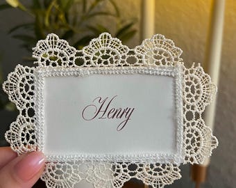 Lace Wedding Place Cards | Romantic Name Cards for Reception Tables