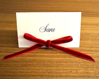 Velvet Wedding Place Cards | Romantic Vintage Name Cards | Handmade Personalized Place Cards for Reception, Bridal & Baby Shower