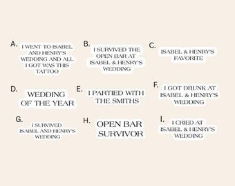 Custom Wedding Temporary Tattoos l Personalized Wedding Tattoos l Wedding Tattoo Station l Funny Wedding Flash Tattoos