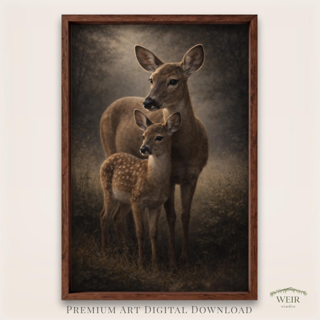 Doe and Fawn Wall Art | Deer Print | Wildlife Decor - Etsy