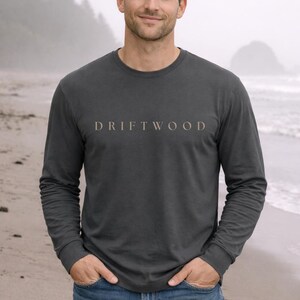 Driftwood Long Sleeve Shirt- Minimal Coastal Graphic Tee- Comfort Colors 6014- Pacific Northwest Shirt,-PNW Aesthetic Long Sleeve image 2