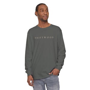 Driftwood Long Sleeve Shirt- Minimal Coastal Graphic Tee- Comfort Colors 6014- Pacific Northwest Shirt,-PNW Aesthetic Long Sleeve image 4