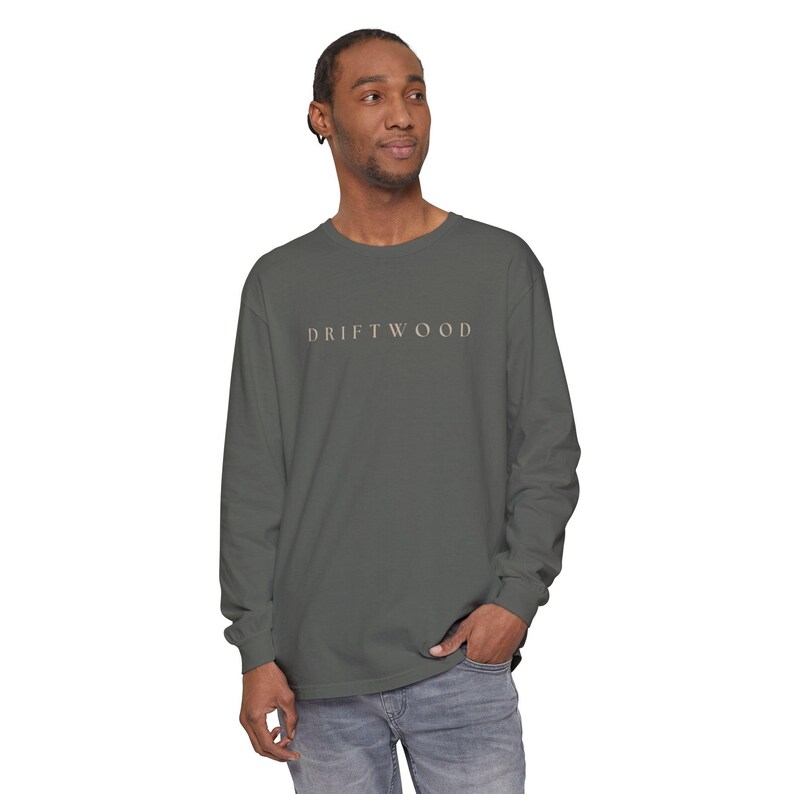 Driftwood Long Sleeve Shirt- Minimal Coastal Graphic Tee- Comfort Colors 6014- Pacific Northwest Shirt,-PNW Aesthetic Long Sleeve image 4