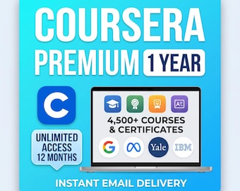 1 año de Coursera Plus / Cuenta de aprendizaje online ilimitada / Más de 4500 cursos / Certificados profesionales / Google, IBM, Meta y Microsoft