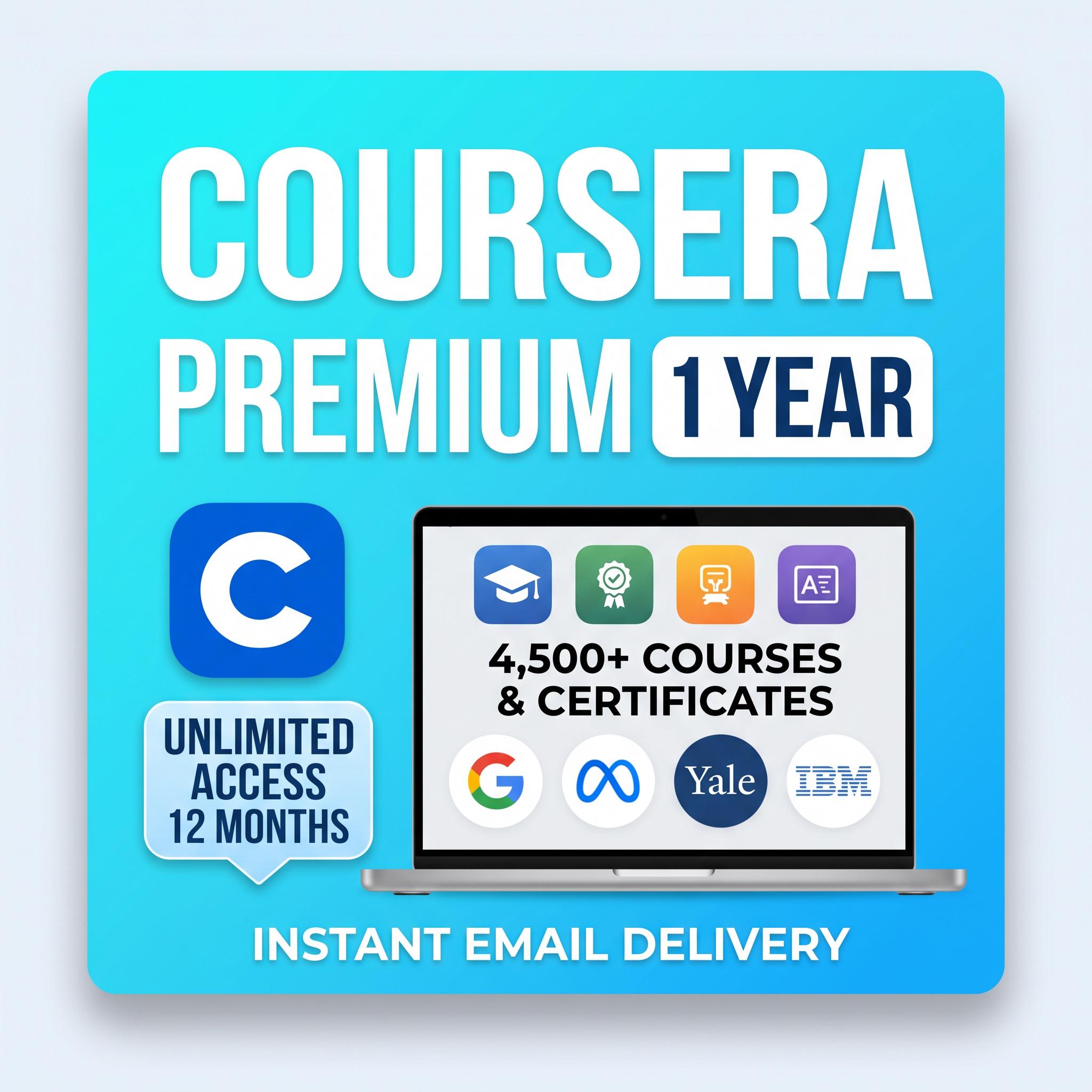 1 Year Coursera Plus Unlimited Online Learning Account 4,500+ Courses Professional Certificates Google, IBM, Meta & Microsoft
