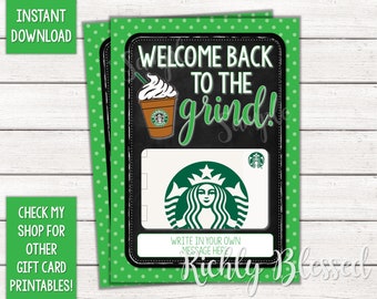 INSTANT DOWNLOAD Starbucks Back to School Teacher Gift, Teacher Thank You, Beginning of the Year Teacher Gift 5x7 Gift Card DIY Printable