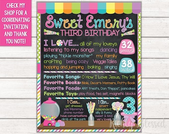 Candy Birthday, Sweet Shoppe, Candyland Party, Sweet Shop, Candy Shop, Milestones Poster, Birthday Chalkboard Poster, Photo Prop, DIY 16x20