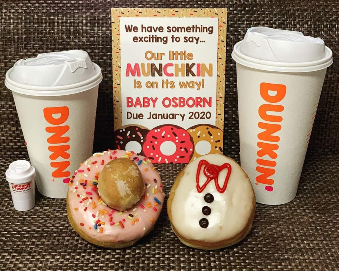 Dunkin Donuts Inspired Pregnancy Announcement Card Donut Card Etsy
